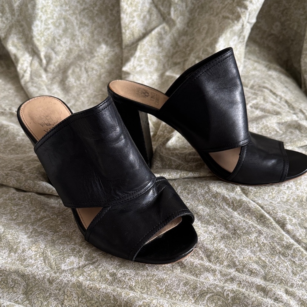 Vince Camuto Black Leather Mules